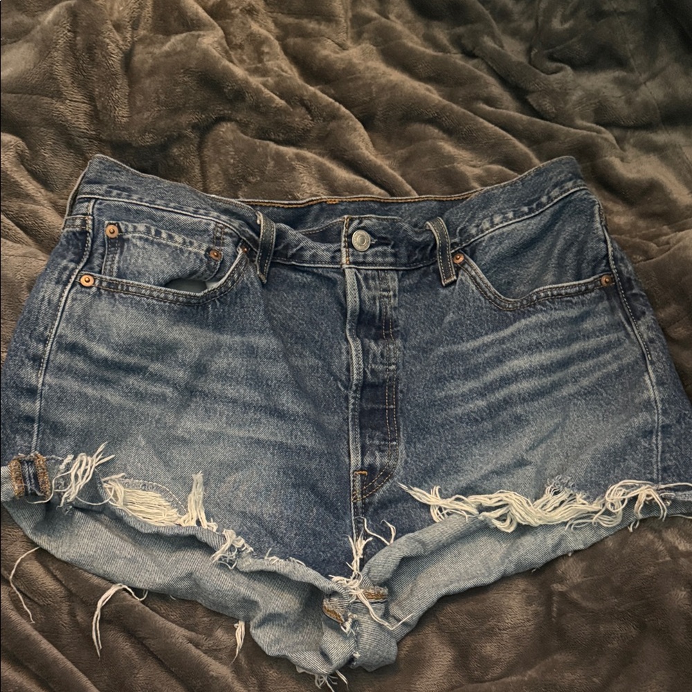Levi's Classic Blue Distressed Jean Shorts